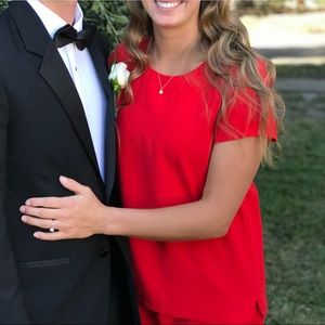 Piperlime Red dress, short sleeve with second layer skirt.